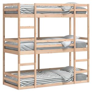 vidaXL Letto a Castello Triplo 80x200 cm in Legno Massello di Pino