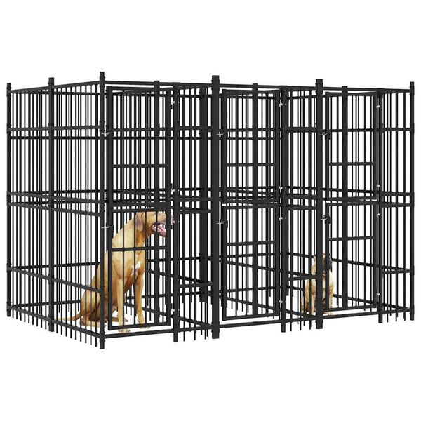 vidaXL Gabbia per Cani da Esterno in Acciaio 5,53 m&sup2;