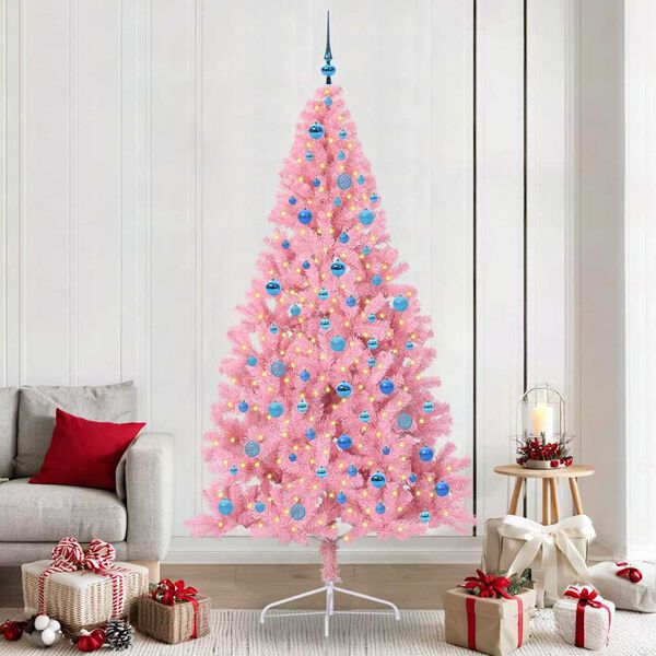 vidaXL Albero di Natale artificiale con luci integrate Rosa 240 cm PVC