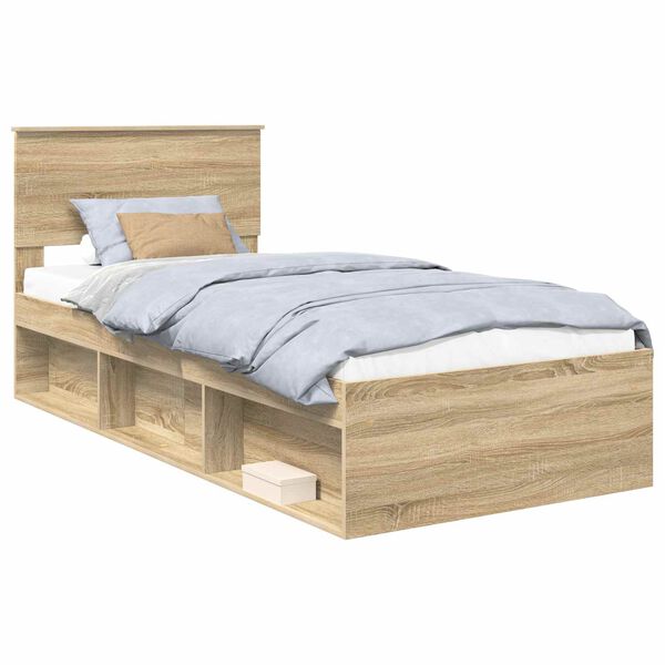 vidaXL Struttura del letto Sonoma 90 x 190 cm Legno multistrato