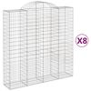 vidaXL Cesti Gabbioni ad Arco 8 pz 200x50x200/220 cm Ferro Zincato