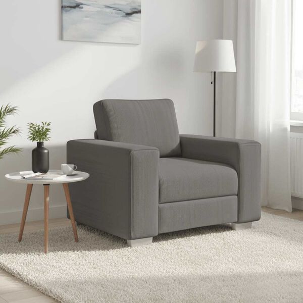 vidaXL Divano Sedia Grigio Chiaro 100x77x82 cm Tessuto di Velluto a Coste