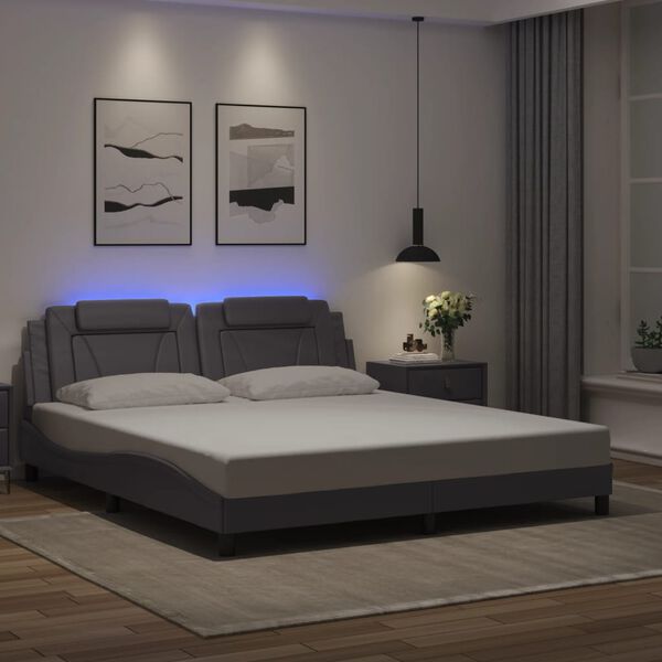 vidaXL Giroletto Viana con LED senza Materasso Grigio 180x200 cm