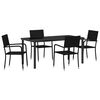 vidaXL Set da Pranzo per Giardino con cuscino 5 pcs Nero polyrattan