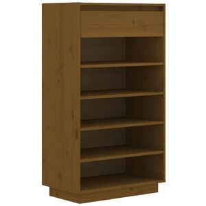 vidaXL Scarpiera Marrone Ambra 60x34x105 cm in Legno Massello di Pino