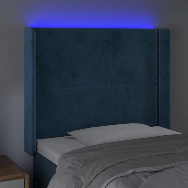 vidaXL Testiera a LED Blu Scuro 83x16x118/128 cm in Velluto