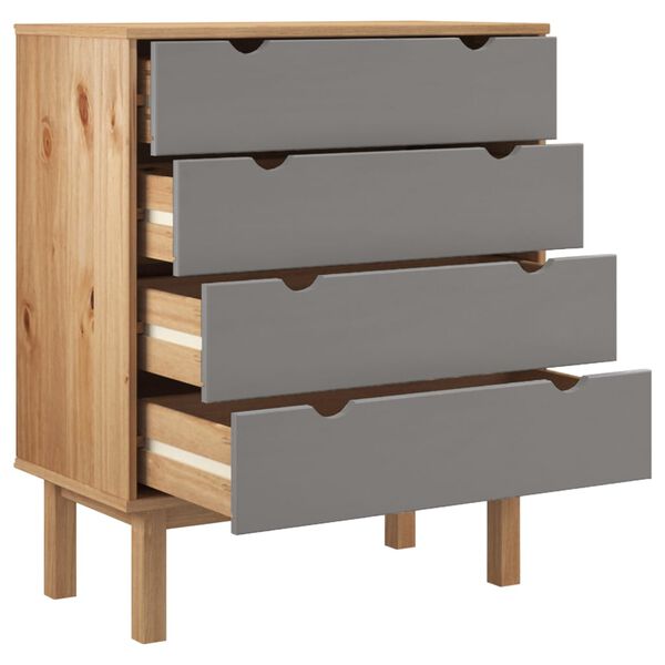 vidaXL Cassettiera OTTA Marrone e Grigio 76,5x39,5x90 cm Legno di Pino