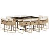 vidaXL Set da Pranzo da Giardino 11 pz con Cuscini Beige in Polyrattan