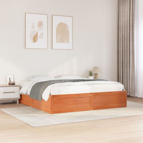 vidaXL Letto senza Materasso Marrone Cera 200x200 cm in Legno di Pino