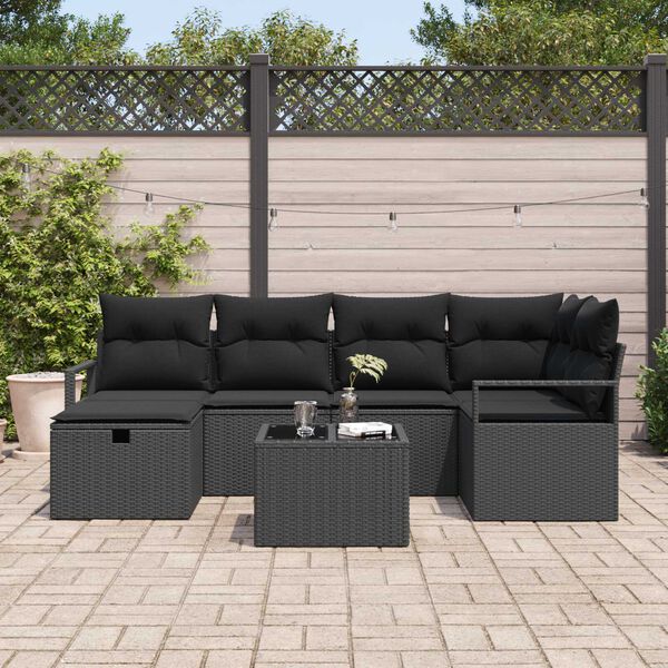 vidaXL Set Divano da Giardino con cuscino con archiviazione polyrattan