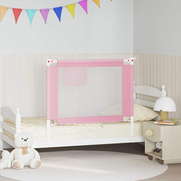 vidaXL Sponda Letto di Sicurezza per Bambini Rosa 100x25cm in Tessuto
