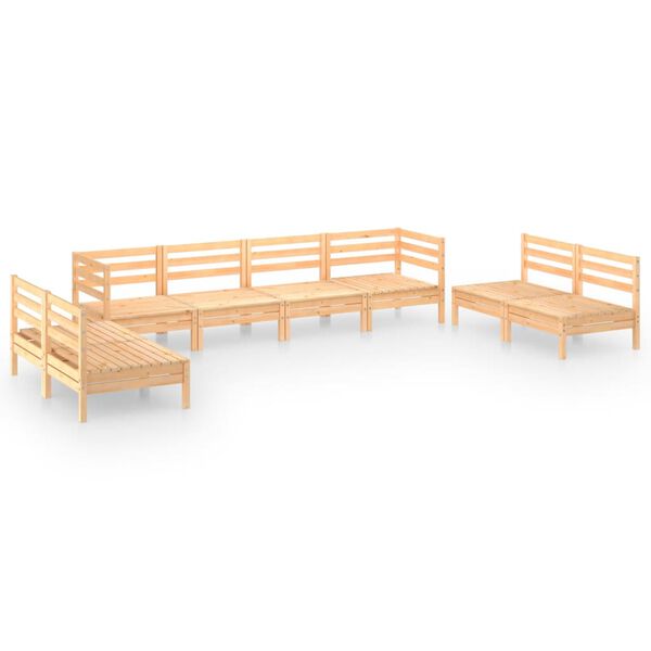 vidaXL Set Divani da Giardino 8 pz in Legno Massello di Pino