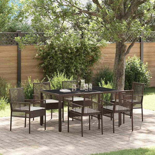 vidaXL Set da Pranzo per Giardino 7 pcs Marrone polyrattan