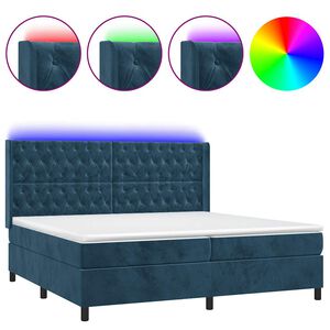 vidaXL Letto a Molle con Materasso e LED Blu Scuro 200x200 cm