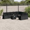 vidaXL Set Divani da Giardino 10pz con Cuscini in Polyrattan Nero