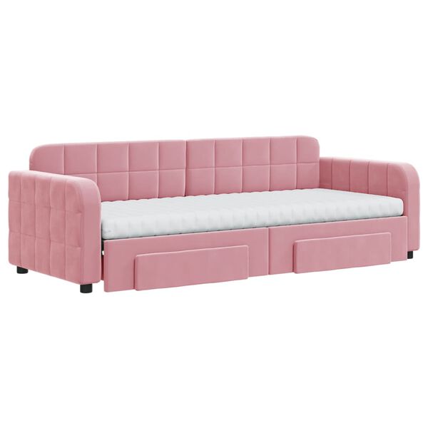 vidaXL Divano Letto Estraibile con Cassetti Rosa 80x200 cm Velluto