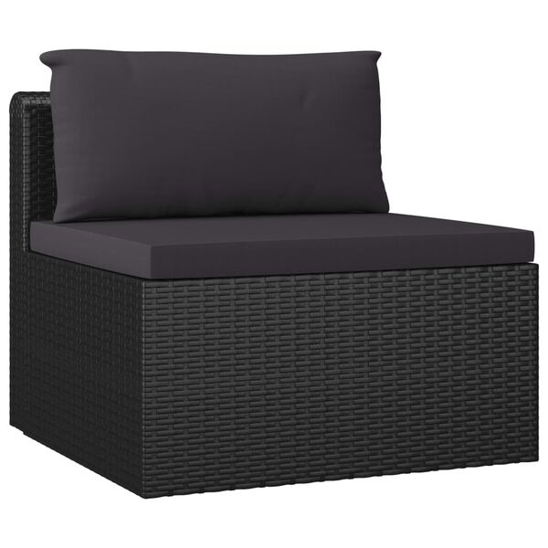 vidaXL Set Divani da Giardino 7 pz con Cuscini in Polyrattan Nero