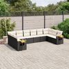 vidaXL Set Divani da Giardino 10pz con Cuscini in Polyrattan Nero