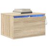 vidaXL Comodino a Parete con luci LED Rovere Sonoma