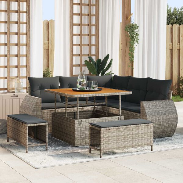 vidaXL Set Divano da Giardino 8 pcs Grigio polyrattan