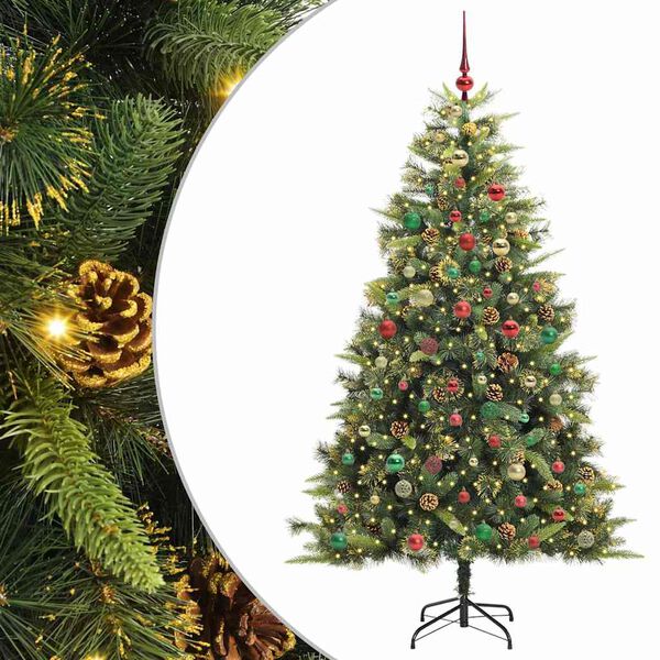 vidaXL Albero di Natale artificiale pieghevole con coni Verde 240 cm