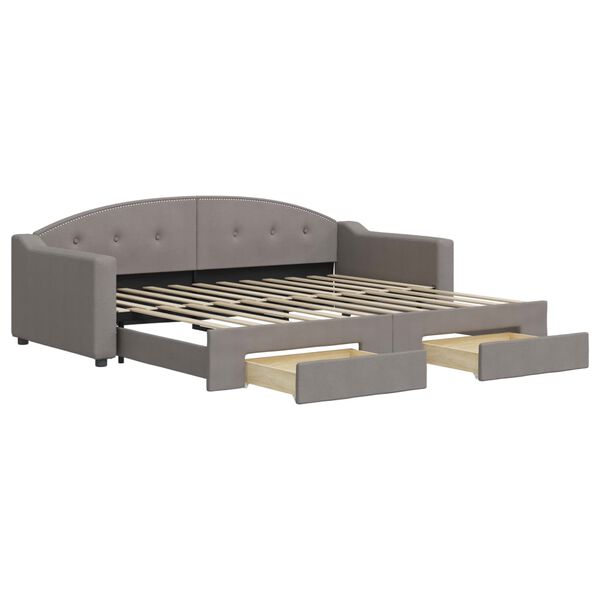 vidaXL Divano Letto Estraibile con Cassetti Tortora 90x200 cm Tessuto