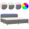 vidaXL Letto a Molle Materasso e LED Grigio Scuro 200x200cm in Tessuto