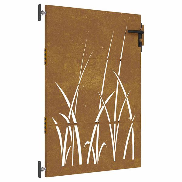 vidaXL Cancello da giardino 85x150 cm in acciaio Corten con design erba