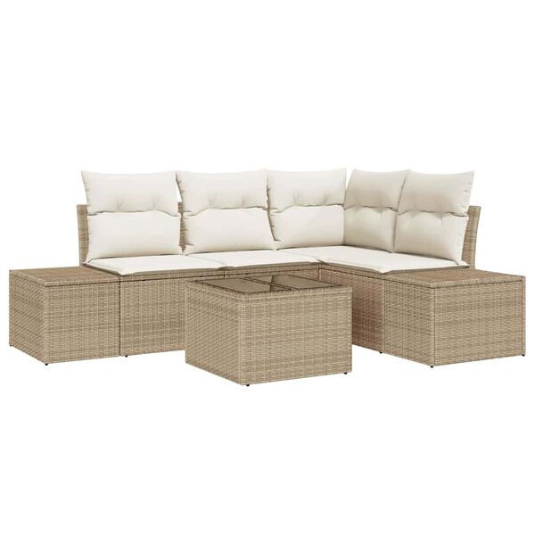 vidaXL Set Divano da Giardino Beige e Crema polyrattan