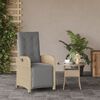 vidaXL Sedia Reclinabile Giardino e Poggiapiedi Beige Misto Polyrattan
