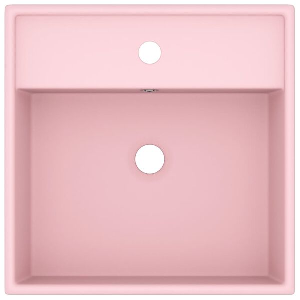 vidaXL Lavabo Troppopieno Quadrato Rosa Opaco 41x41cm Ceramica