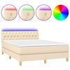 vidaXL Letto a Molle con Materasso e LED Crema 140x200 cm in Tessuto