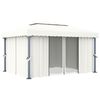 vidaXL Gazebo con Tende 4x3 cm Bianco Crema Alluminio