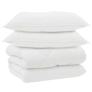 vidaXL Duvet Invernale con cuscino 3 pcs Bianco Microfibra