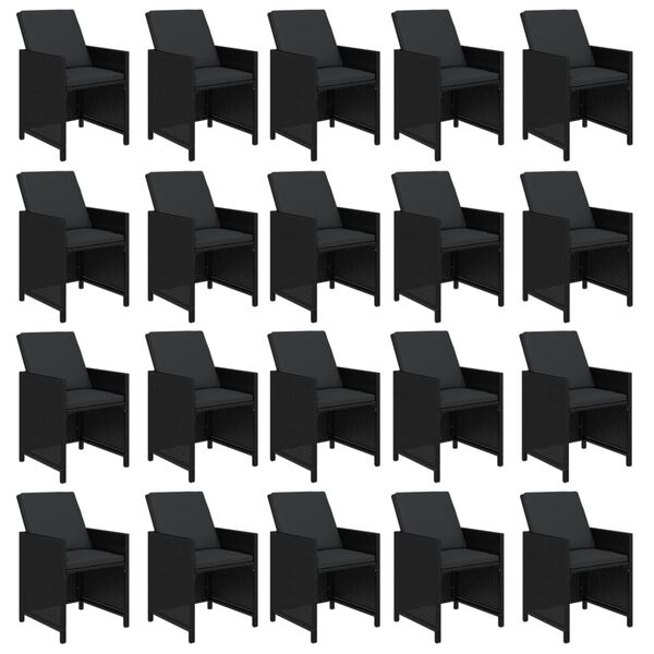 vidaXL Set da Pranzo da Giardino 21 pz con Cuscini in Polyrattan Nero