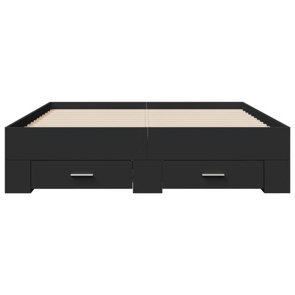 vidaXL Giroletto con Cassetti Nero 140x190 cm in Legno Multistrato