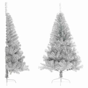 vidaXL Albero di Natale a Met&agrave; con Supporto Argento 180 cm PET