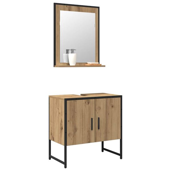 vidaXL Set di mobili per il bagno 2 pcs Marrone Legno multistrato