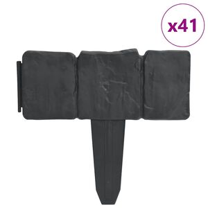 vidaXL Bordura di Recinzione Prato Effetto Pietra 41 pz Plastica 10 m