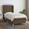 vidaXL Letto a Molle Materasso e LED Marrone Scuro 90x190cm in Tessuto