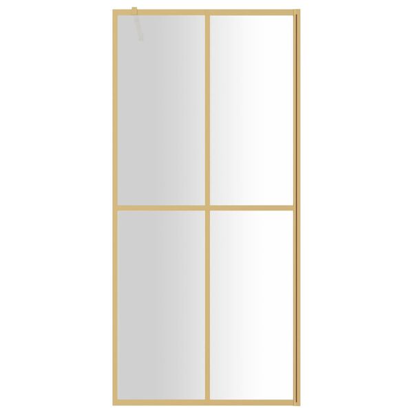 vidaXL Parete per Doccia Walk-in Vetro Trasparente ESG 100x195 cm Oro
