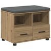 vidaXL Panca per scarpe con cuscino Rovere Artigianale 60 x 38 x 46 cm