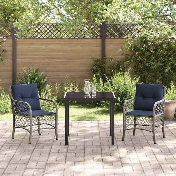 vidaXL Set da Pranzo per Giardino 3 pcs Grigio e Nero Rattan