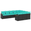 vidaXL Set Divani da Giardino 10 pz con Cuscini Nero in Polyrattan