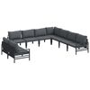 vidaXL Set Divano da Giardino 9 pz Nero Acciaio
