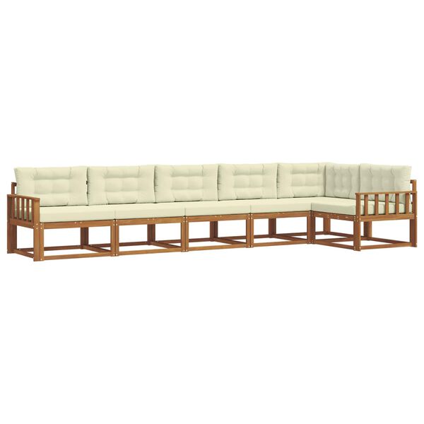 vidaXL Set di divani da esterno con cuscino 6 pcs Naturale e Crema