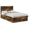 vidaXL Struttura del letto con cassetto Rovere fum&eacute; 120 x 190 cm
