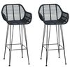 vidaXL Sedia da Bar 2 pcs Nero 55 x 52 x 92 cm Rattan e Ferro