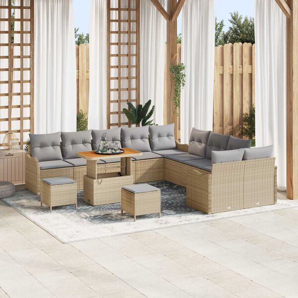 vidaXL Set Divano da Giardino 13 pcs Beige polyrattan