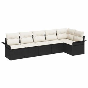 vidaXL Set Divano da Giardino con cuscino 6 pcs Nero polyrattan